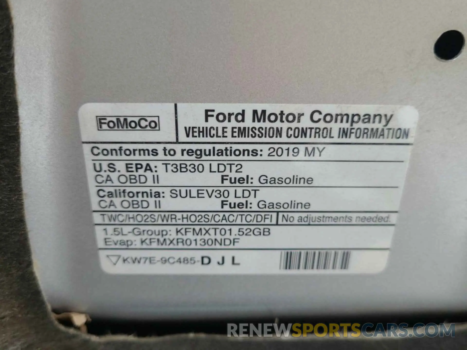 1 Photograph of a damaged car 1FMCU9HD4KUC07849 FORD ESCAPE 2019
