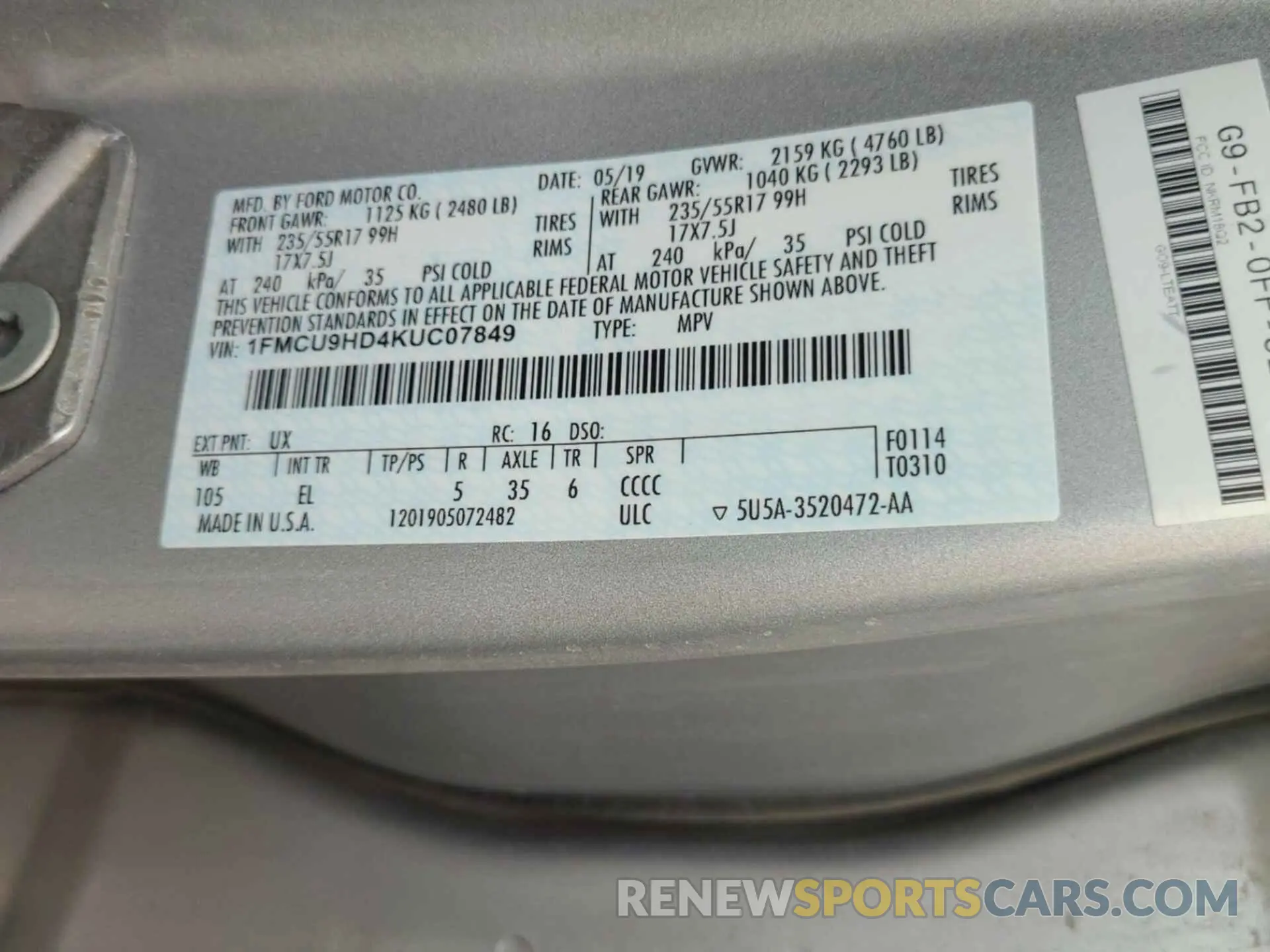 23 Photograph of a damaged car 1FMCU9HD4KUC07849 FORD ESCAPE 2019