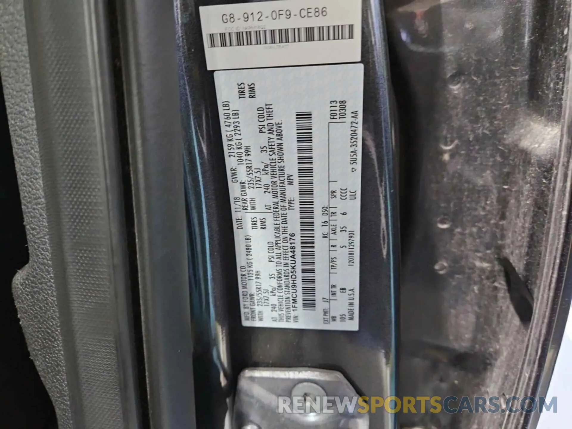 36 Photograph of a damaged car 1FMCU9HD5KUA48176 FORD ESCAPE 2019