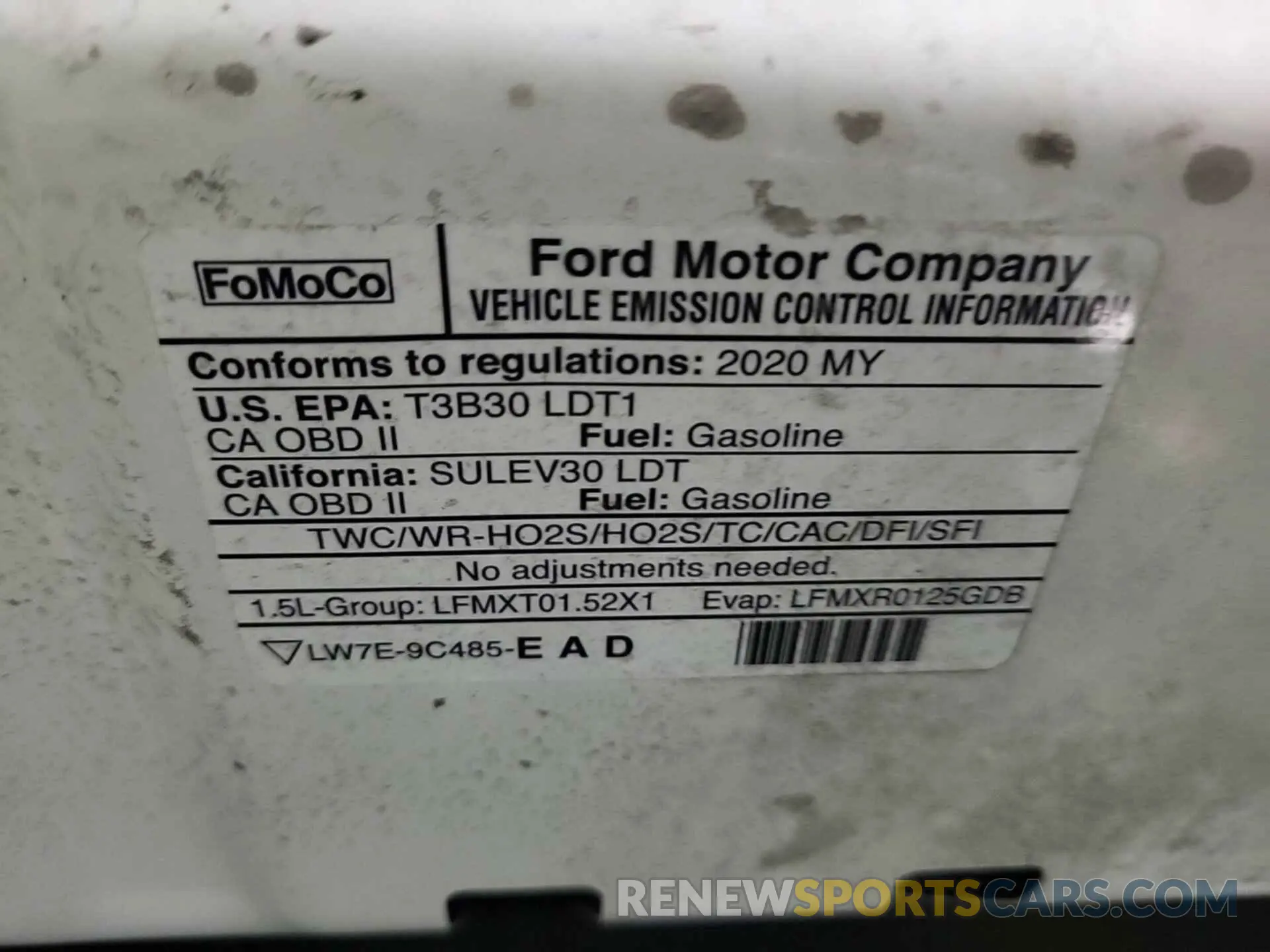 1 Photograph of a damaged car 1FMCU0H69LUB07826 FORD ESCAPE 2020