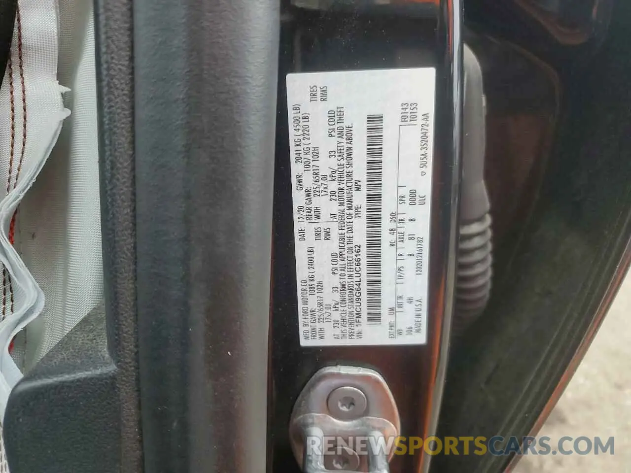 12 Photograph of a damaged car 1FMCU9G64LUC66162 FORD ESCAPE 2020