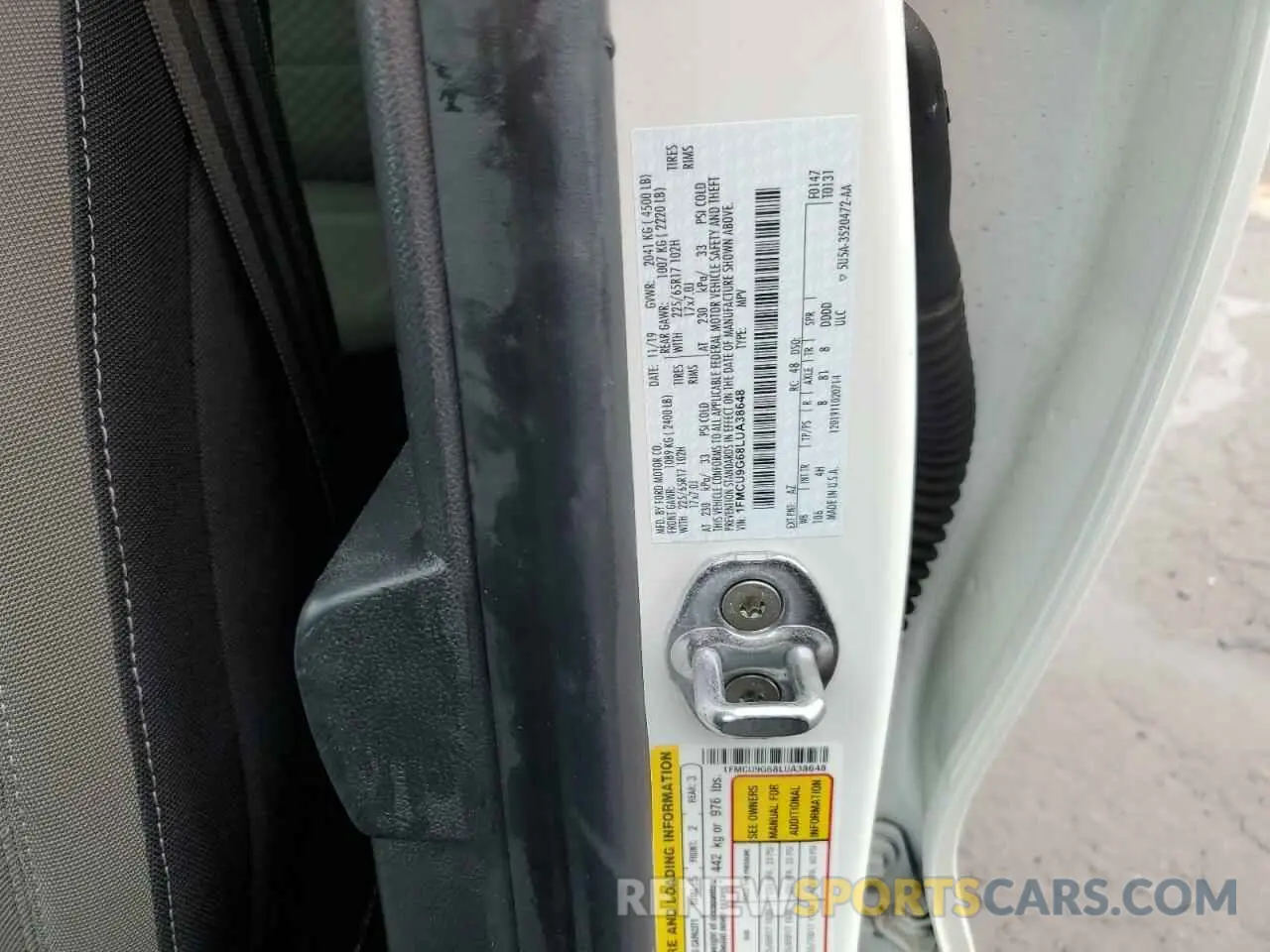 12 Photograph of a damaged car 1FMCU9G68LUA38648 FORD ESCAPE 2020