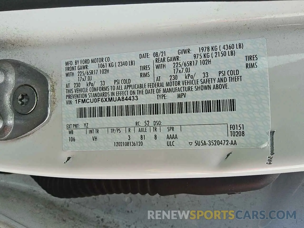 13 Photograph of a damaged car 1FMCU0F6XMUA84433 FORD ESCAPE 2021