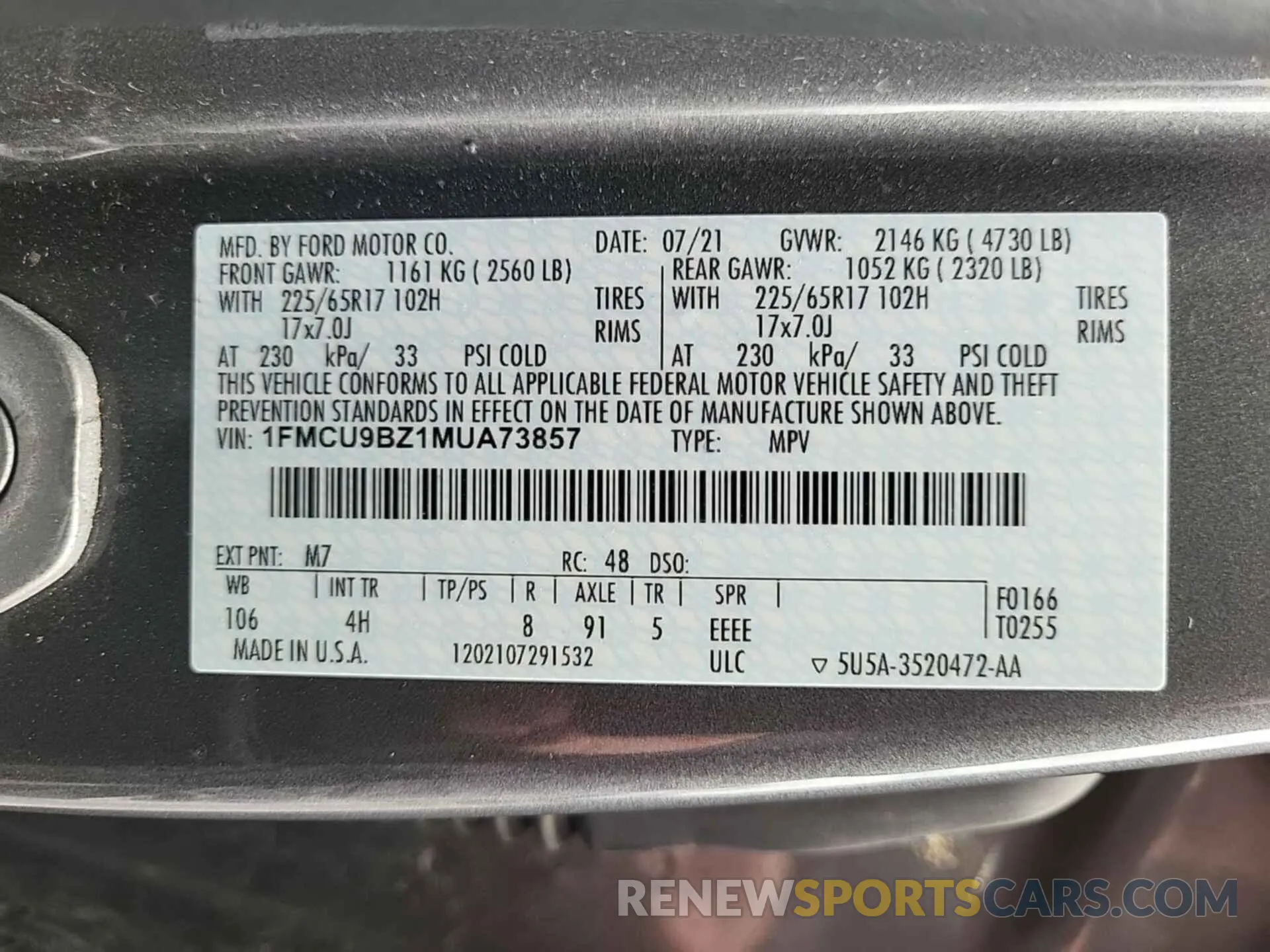 9 Photograph of a damaged car 1FMCU9BZ1MUA73857 FORD ESCAPE 2021
