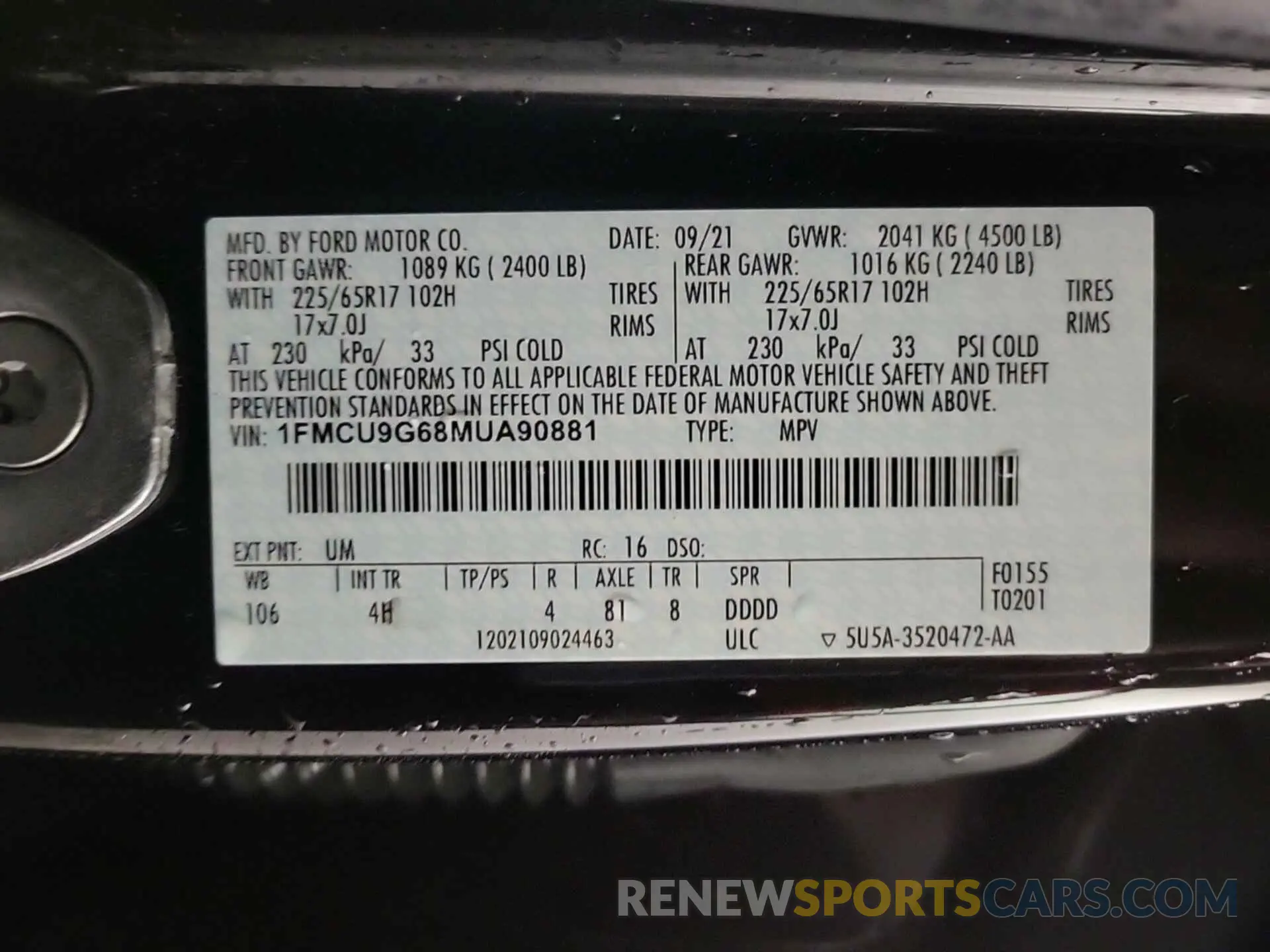 12 Photograph of a damaged car 1FMCU9G68MUA90881 FORD ESCAPE 2021