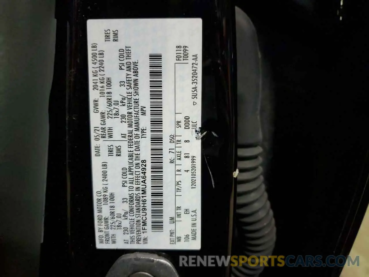 13 Photograph of a damaged car 1FMCU9H61MUA64928 FORD ESCAPE 2021