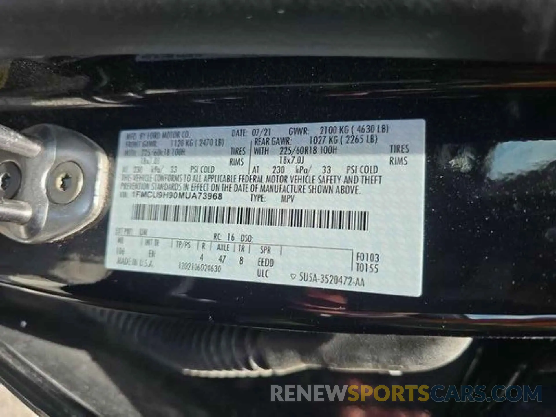 1 Photograph of a damaged car 1FMCU9H90MUA73968 FORD ESCAPE 2021