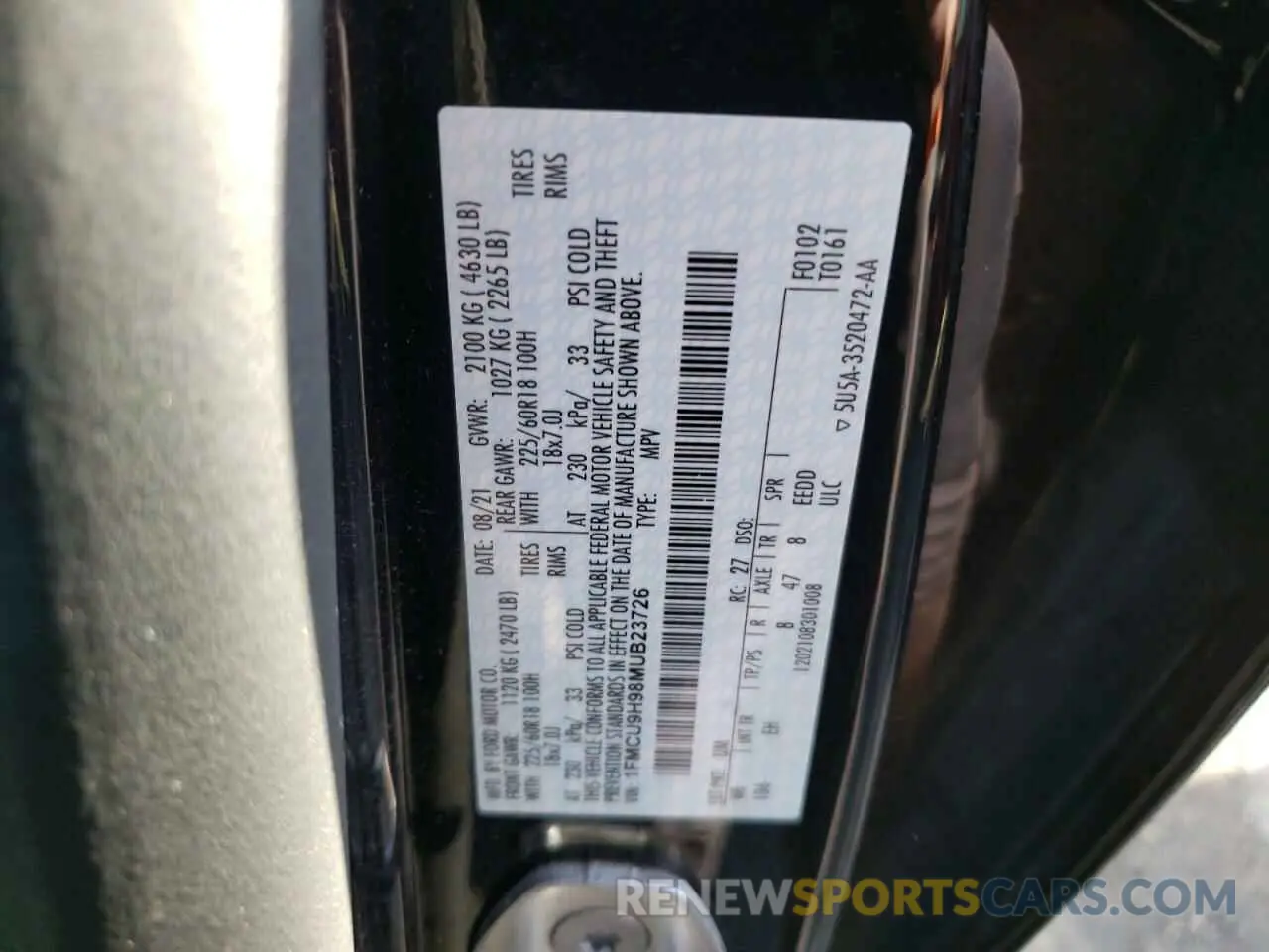 13 Photograph of a damaged car 1FMCU9H98MUB23726 FORD ESCAPE 2021