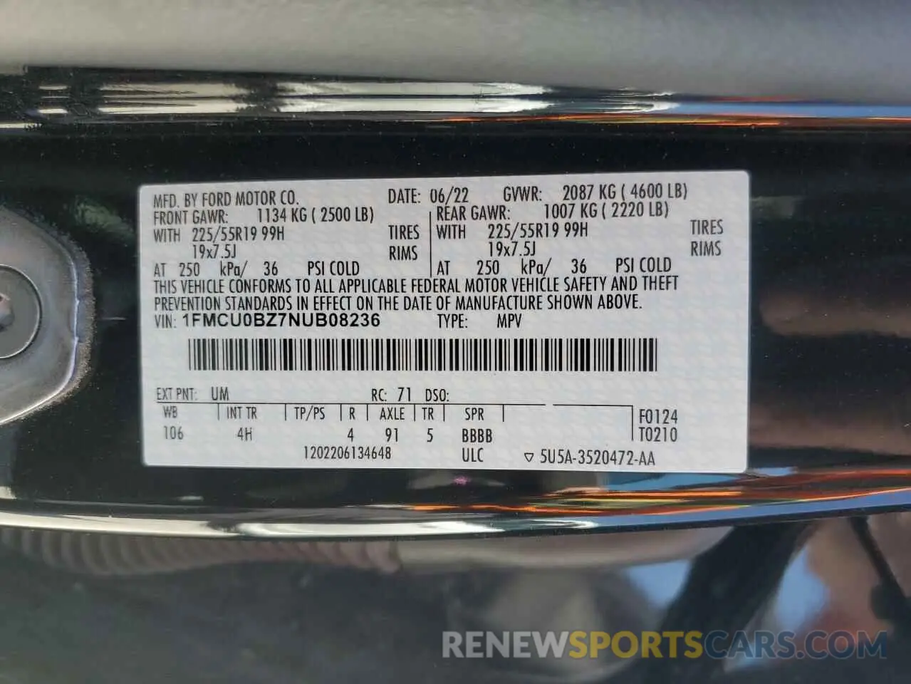 14 Photograph of a damaged car 1FMCU0BZ7NUB08236 FORD ESCAPE 2022