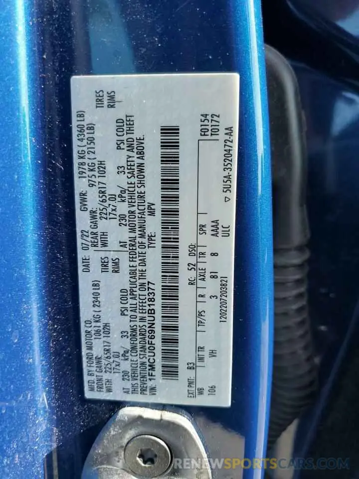 14 Photograph of a damaged car 1FMCU0F69NUB18377 FORD ESCAPE 2022