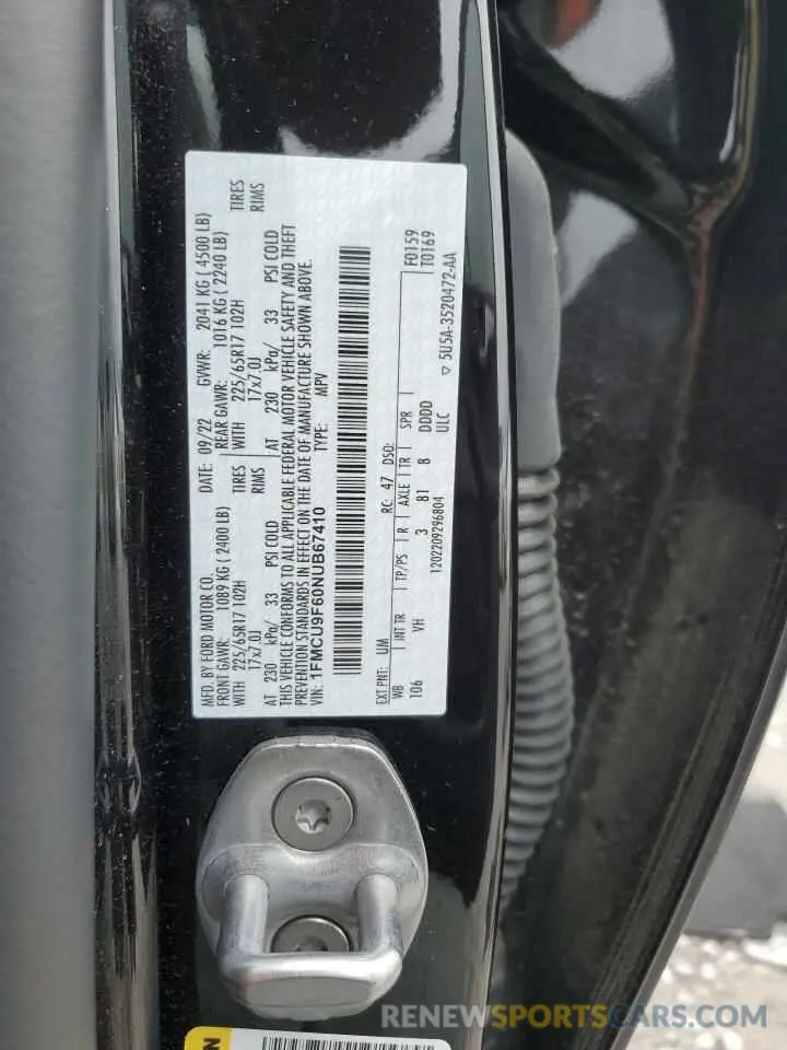 13 Photograph of a damaged car 1FMCU9F60NUB67410 FORD ESCAPE 2022