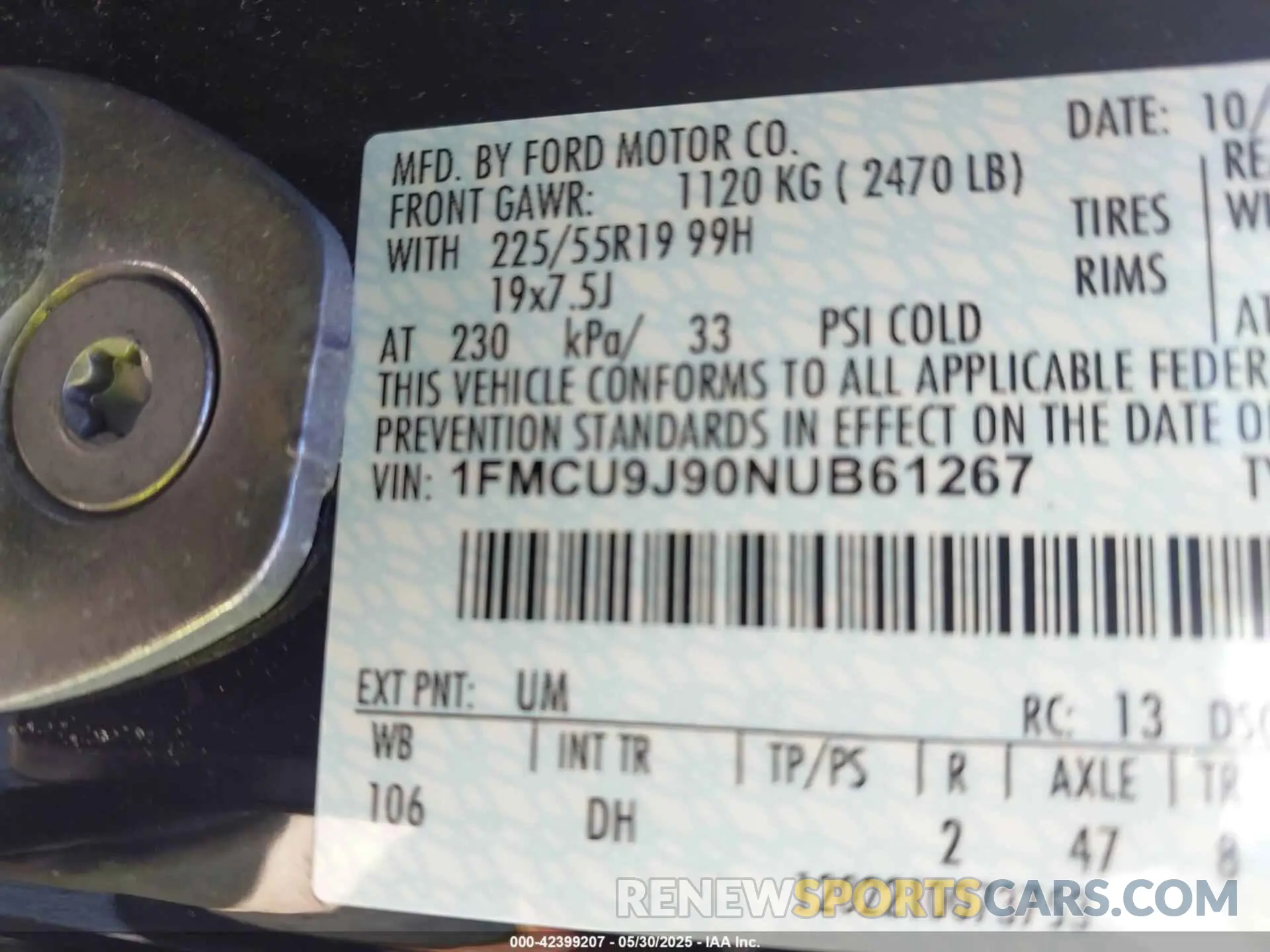 9 Photograph of a damaged car 1FMCU9J90NUB61267 FORD ESCAPE 2022