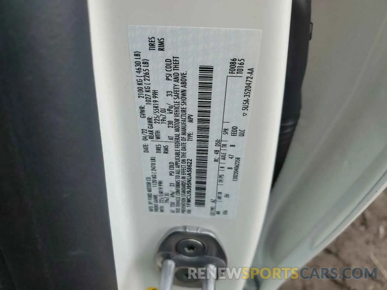 12 Photograph of a damaged car 1FMCU9J95NUA58622 FORD ESCAPE 2022