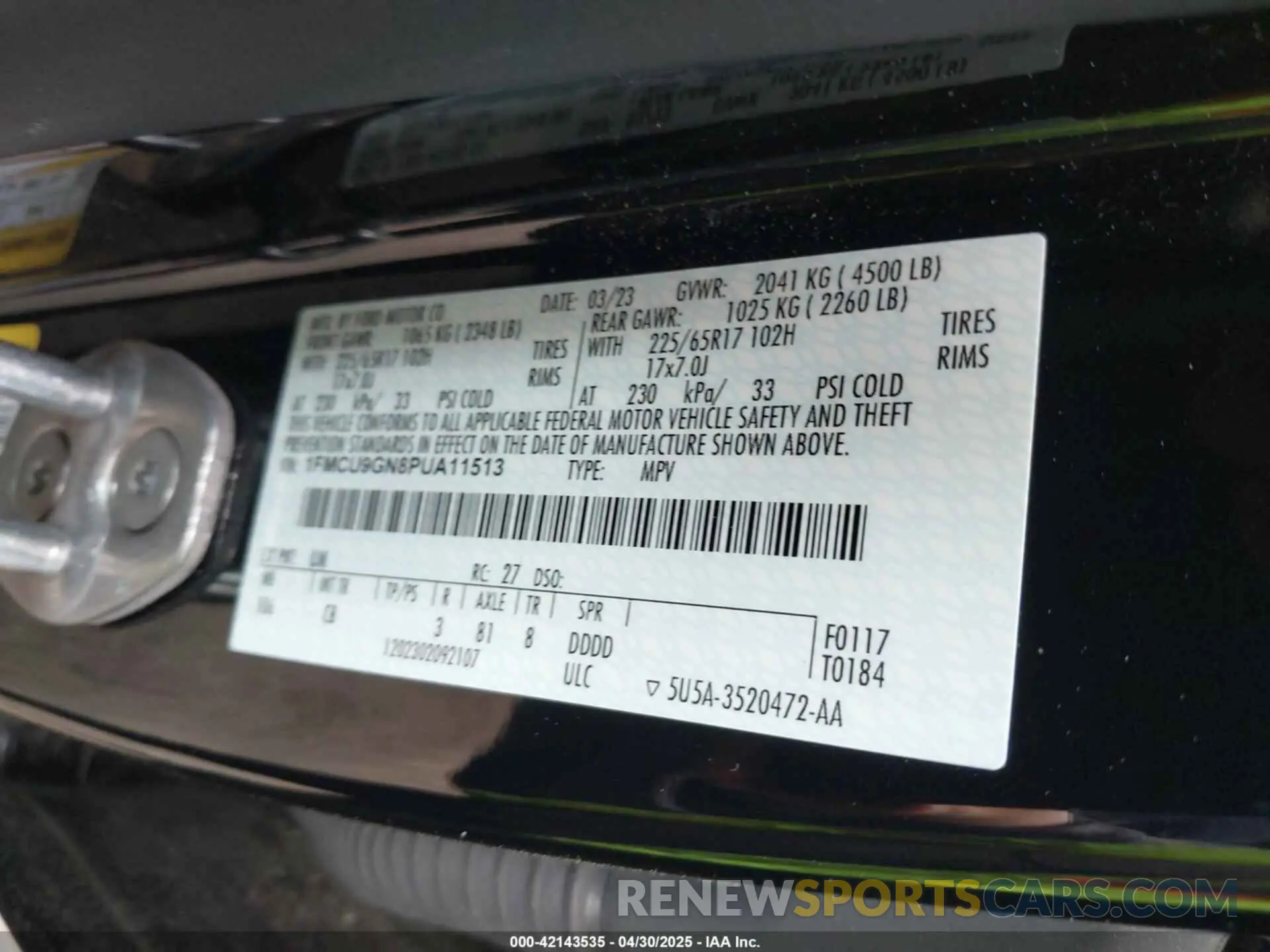 9 Photograph of a damaged car 1FMCU9GN8PUA11513 FORD ESCAPE 2023