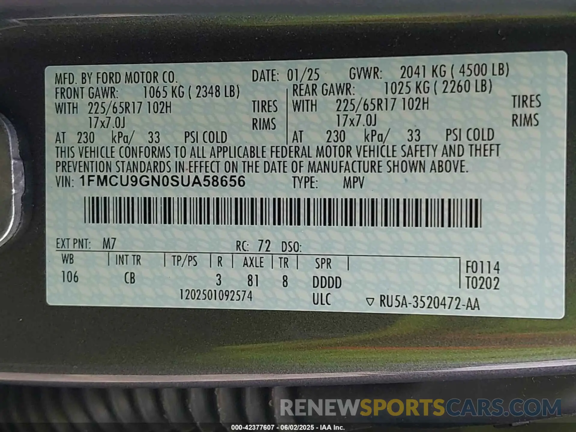 9 Photograph of a damaged car 1FMCU9GN0SUA58656 FORD ESCAPE 2025