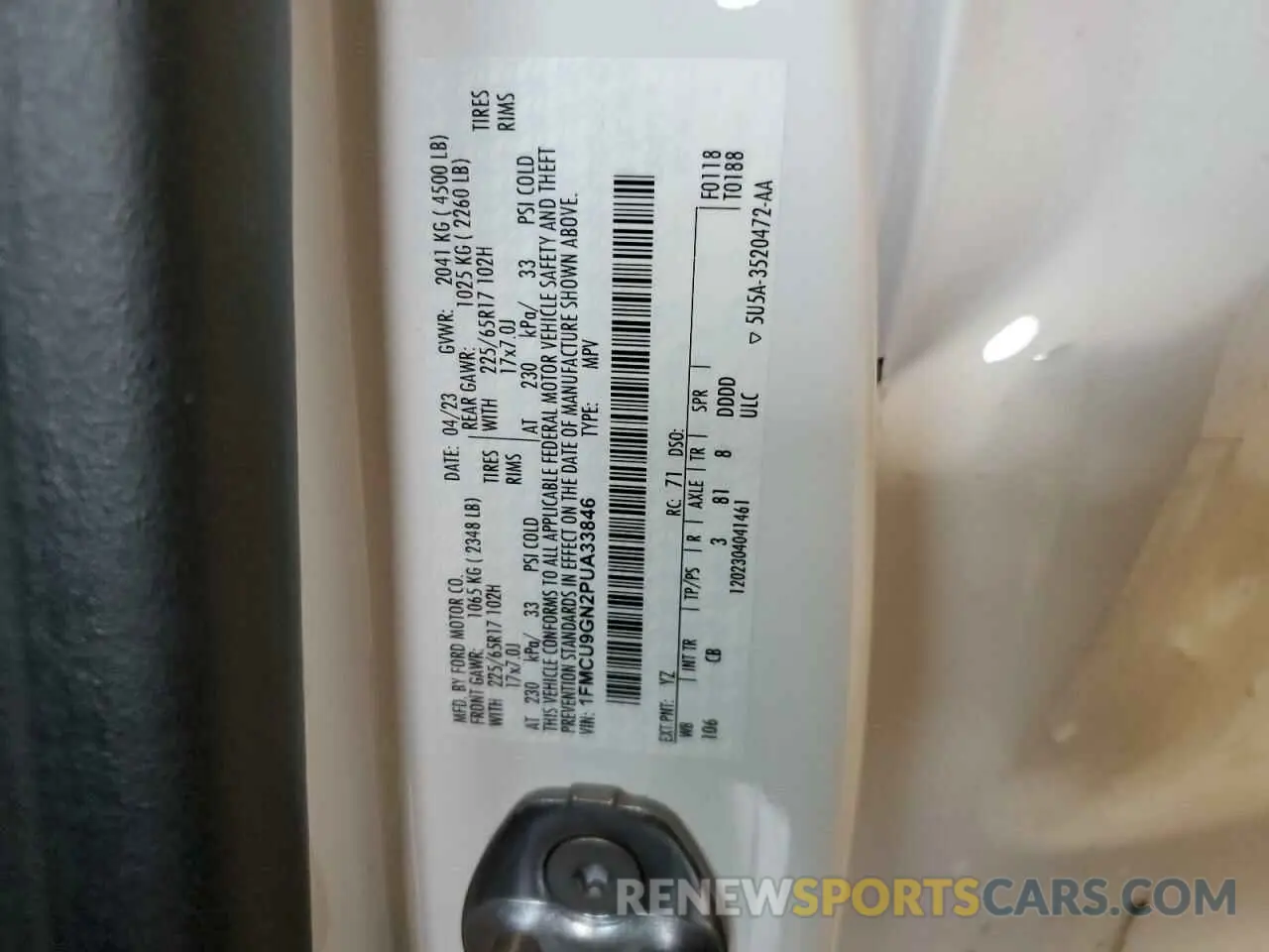 13 Photograph of a damaged car 1FMCU9GN2PUA33846 FORD ESCAPE ACT 2023