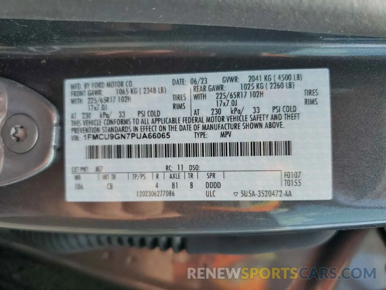 13 Photograph of a damaged car 1FMCU9GN7PUA66065 FORD ESCAPE ACT 2023