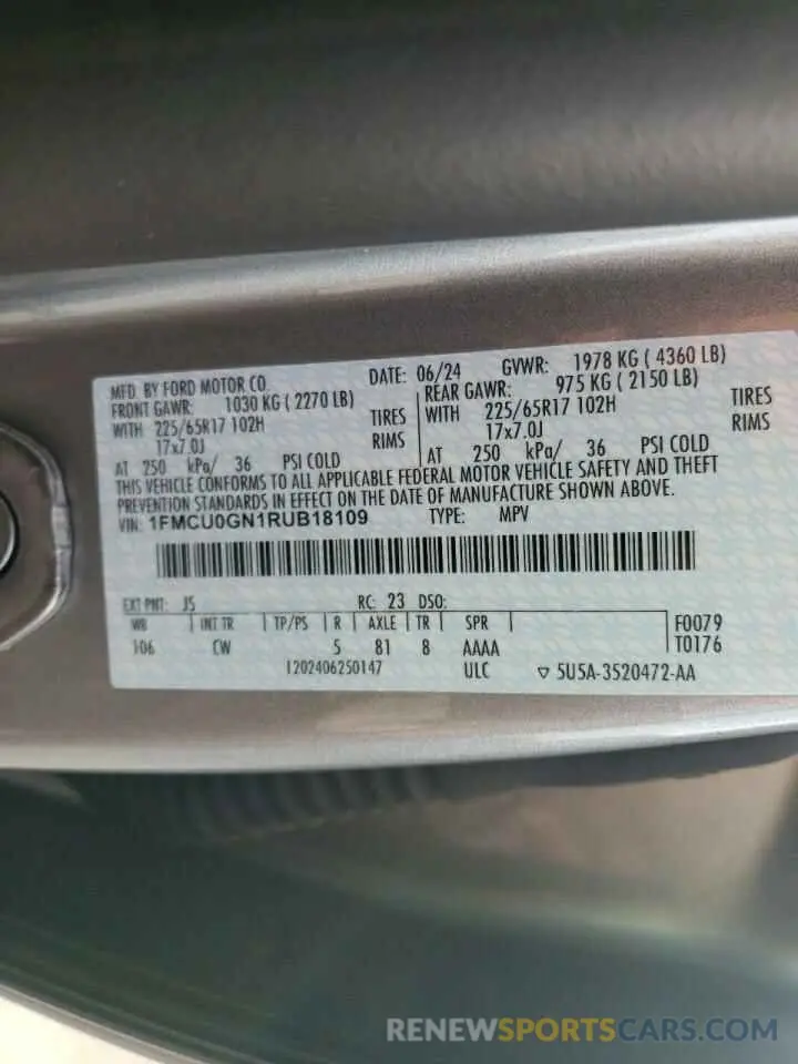 14 Photograph of a damaged car 1FMCU0GN1RUB18109 FORD ESCAPE ACT 2024