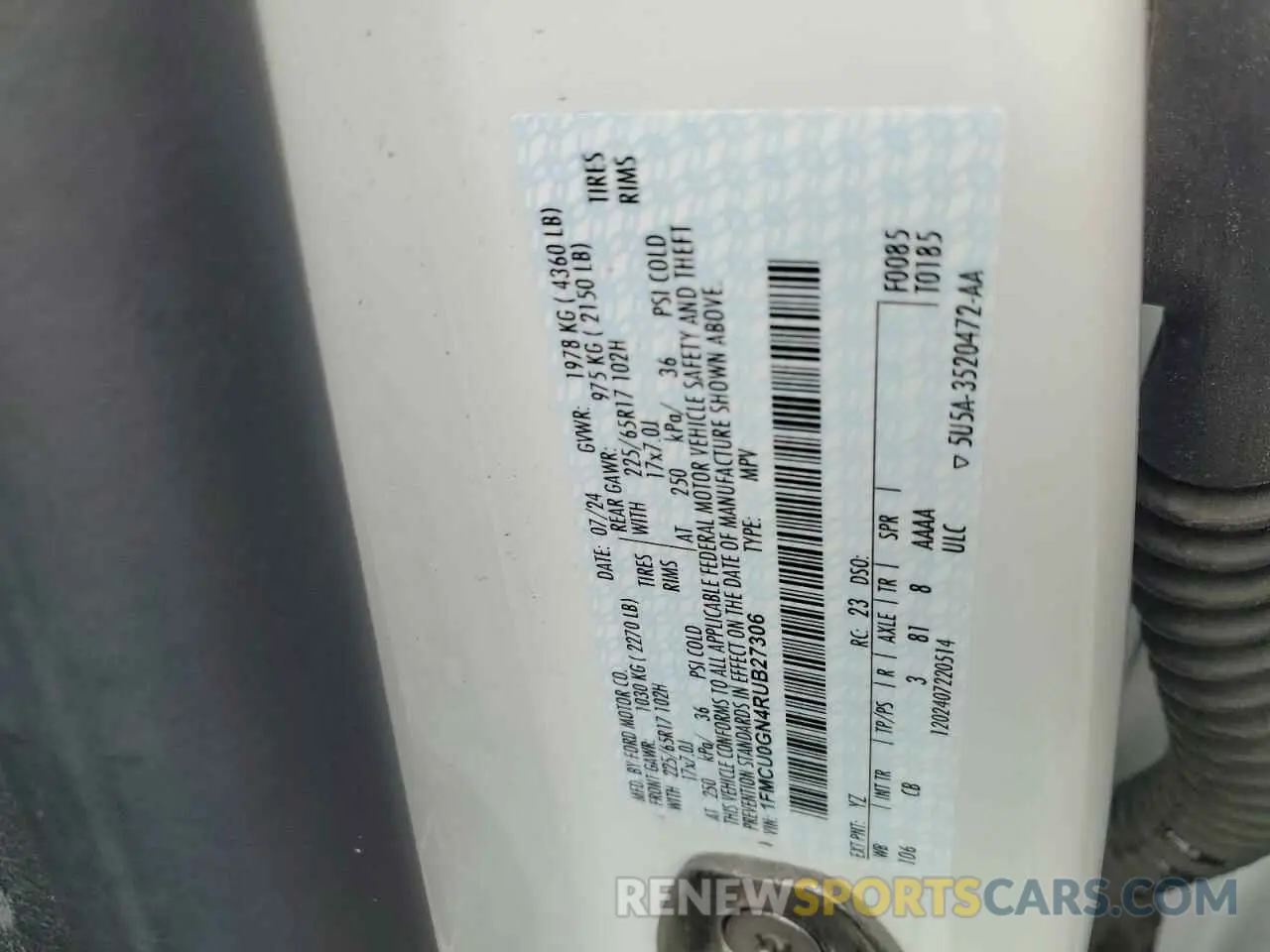 13 Photograph of a damaged car 1FMCU0GN4RUB27306 FORD ESCAPE ACT 2024