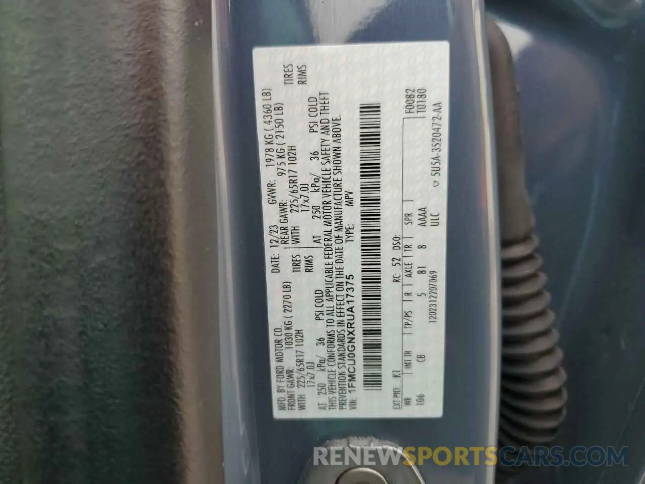 13 Photograph of a damaged car 1FMCU0GNXRUA17375 FORD ESCAPE ACT 2024