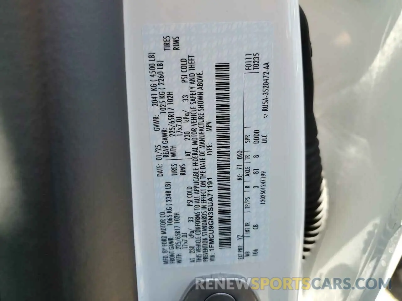 12 Photograph of a damaged car 1FMCU9GN3SUA71191 FORD ESCAPE ACT 2025
