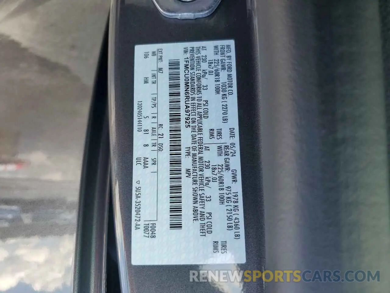 14 Photograph of a damaged car 1FMCU0MN6RUA97925 FORD ESCAPE ST 2024