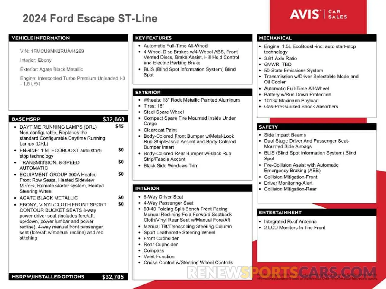 12 Photograph of a damaged car 1FMCU9MN2RUA44269 FORD ESCAPE ST 2024