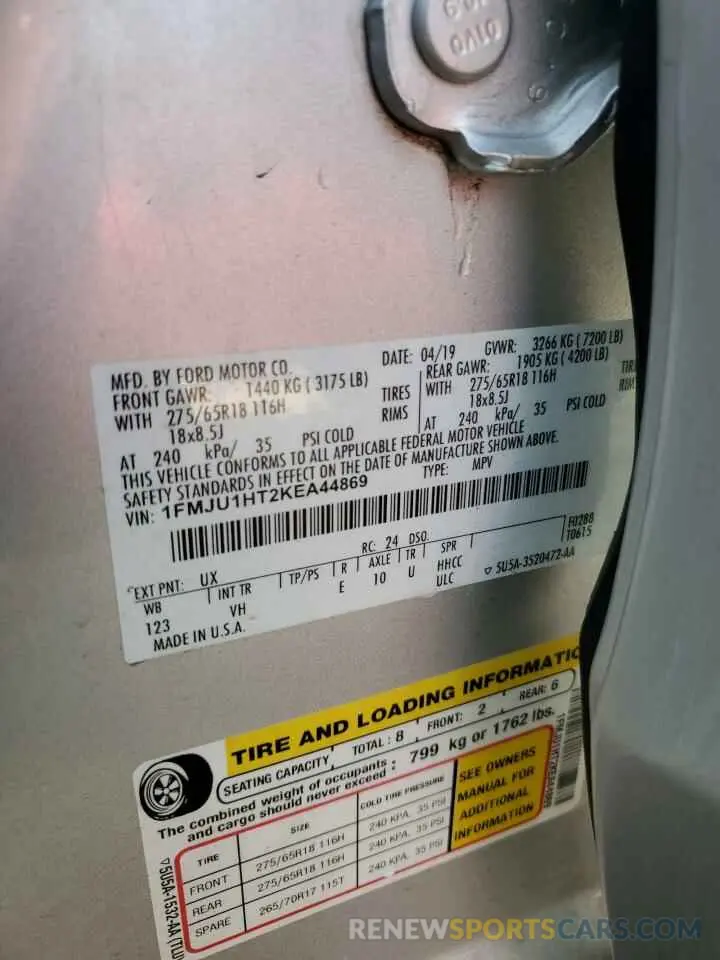 13 Photograph of a damaged car 1FMJU1HT2KEA44869 FORD EXPEDITION 2019