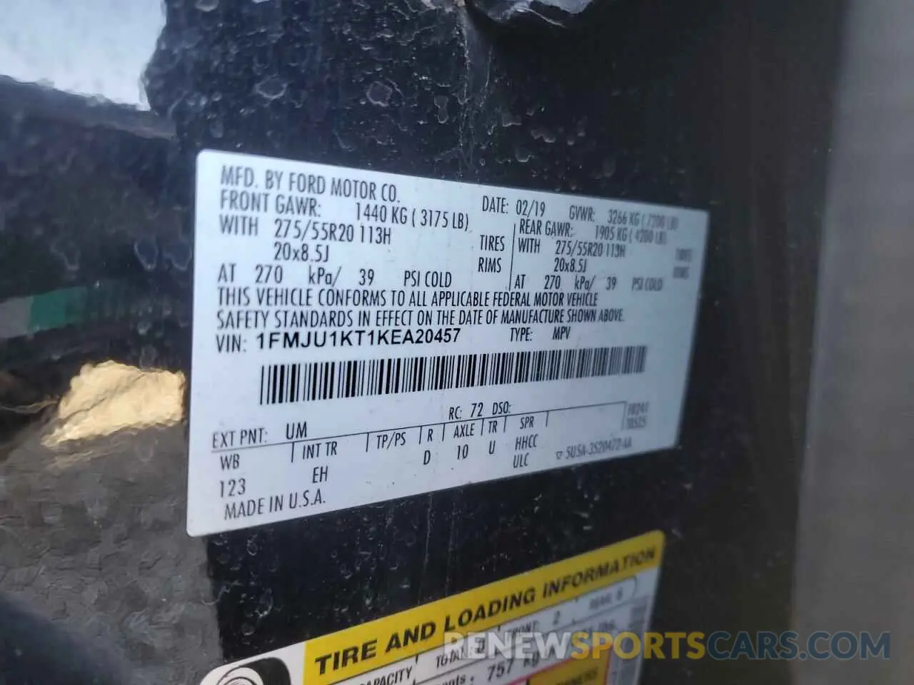 13 Photograph of a damaged car 1FMJU1KT1KEA20457 FORD EXPEDITION 2019