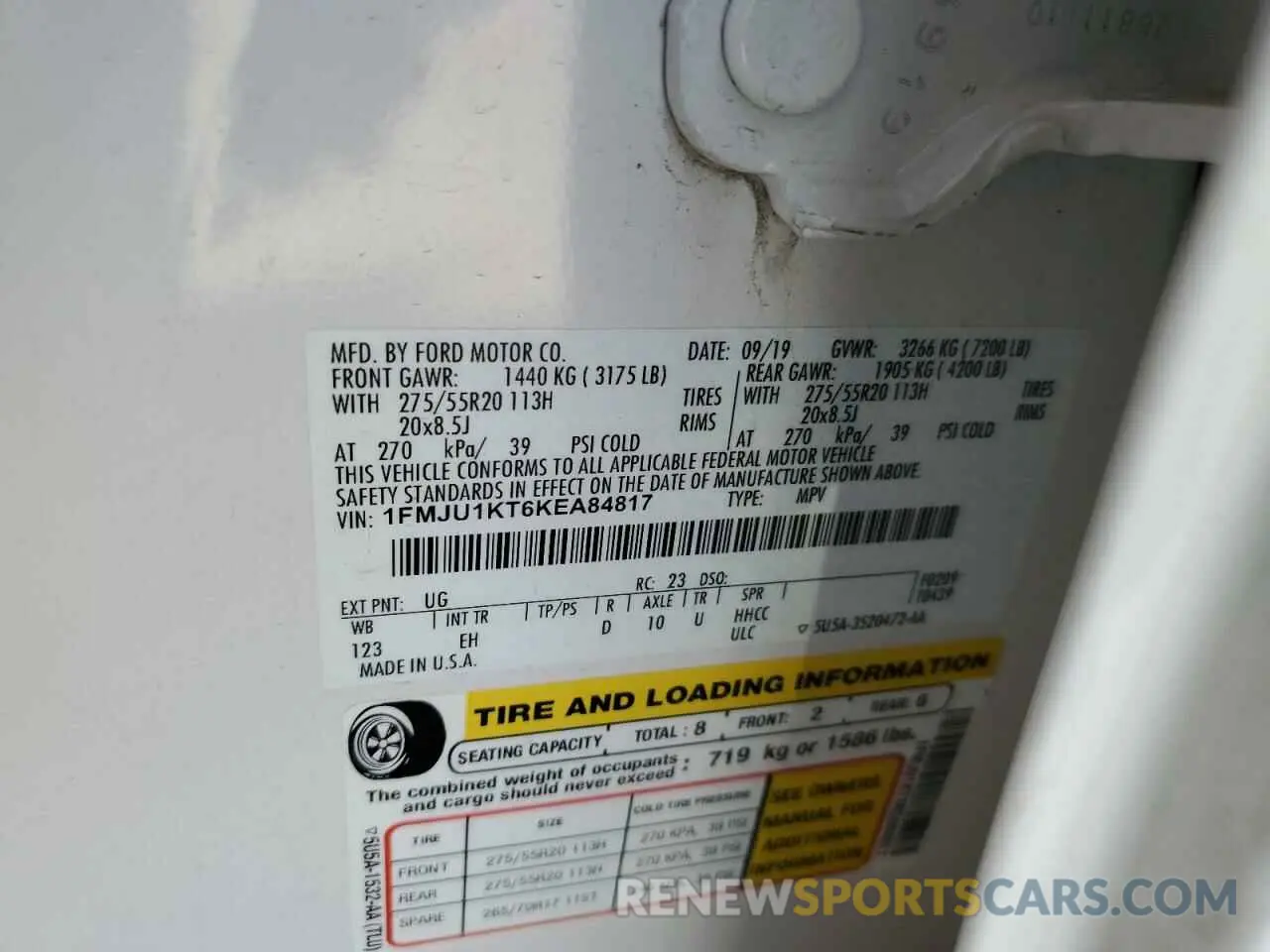 15 Photograph of a damaged car 1FMJU1KT6KEA84817 FORD EXPEDITION 2019