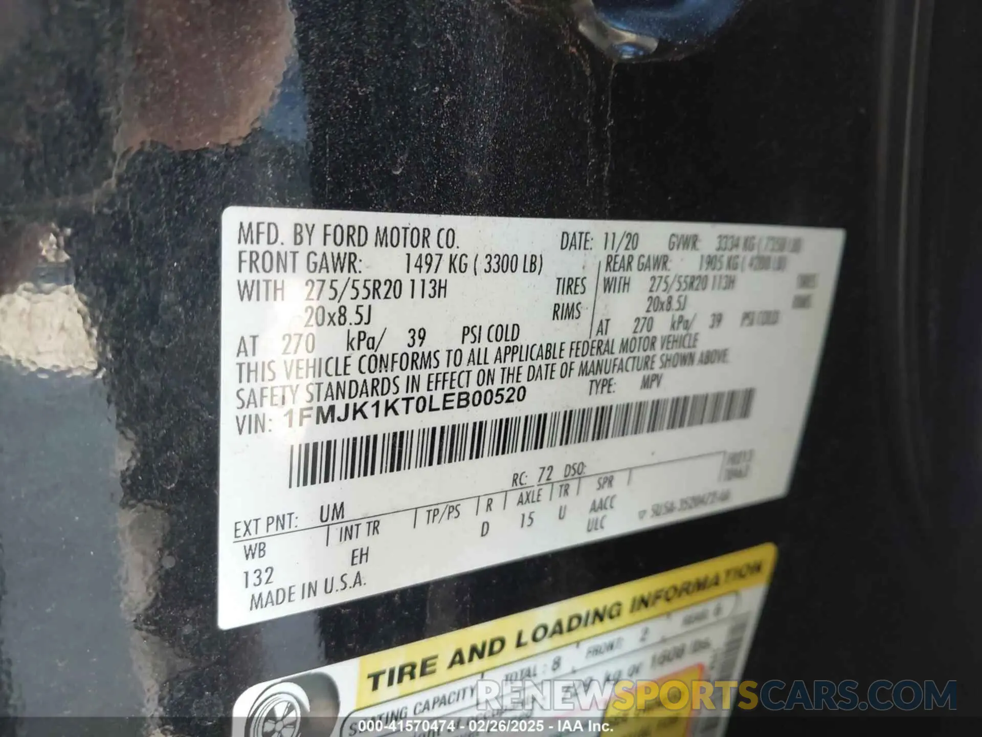 9 Photograph of a damaged car 1FMJK1KT0LEB00520 FORD EXPEDITION 2020