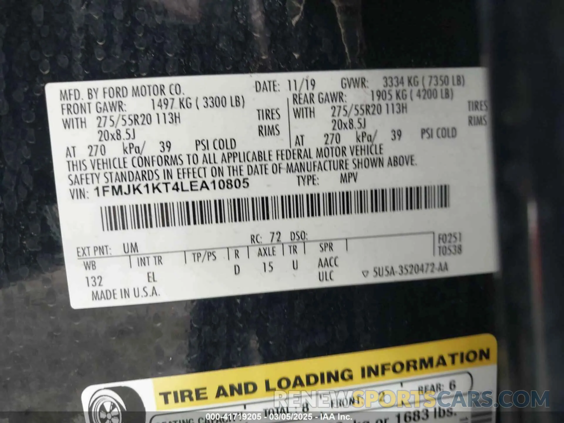 9 Photograph of a damaged car 1FMJK1KT4LEA10805 FORD EXPEDITION 2020