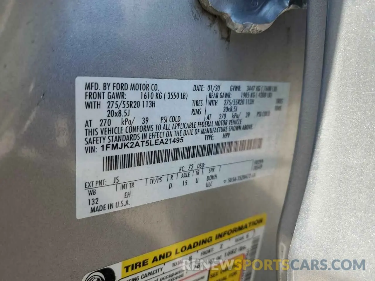 13 Photograph of a damaged car 1FMJK2AT5LEA21495 FORD EXPEDITION 2020