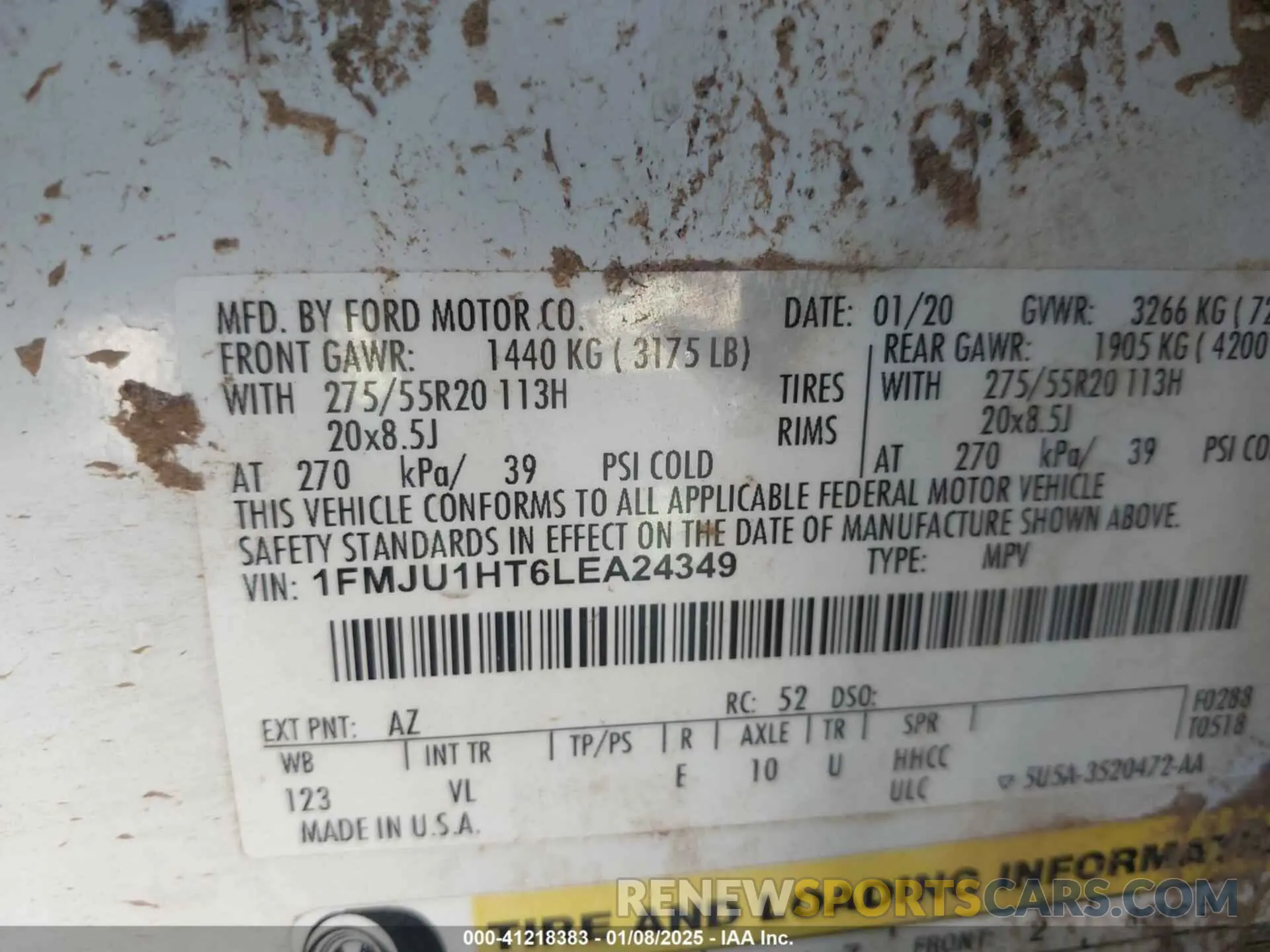 9 Photograph of a damaged car 1FMJU1HT6LEA24349 FORD EXPEDITION 2020