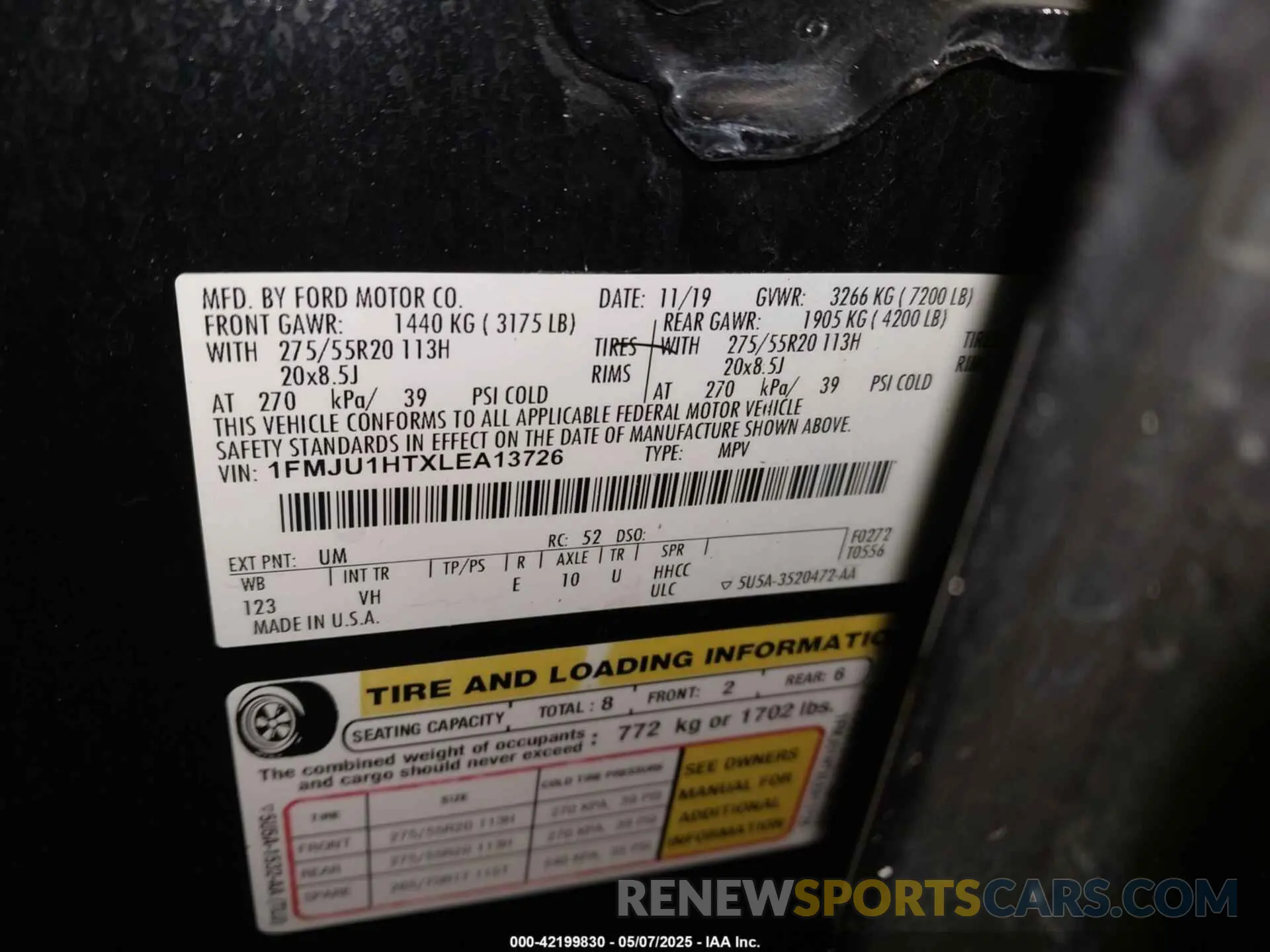 9 Photograph of a damaged car 1FMJU1HTXLEA13726 FORD EXPEDITION 2020