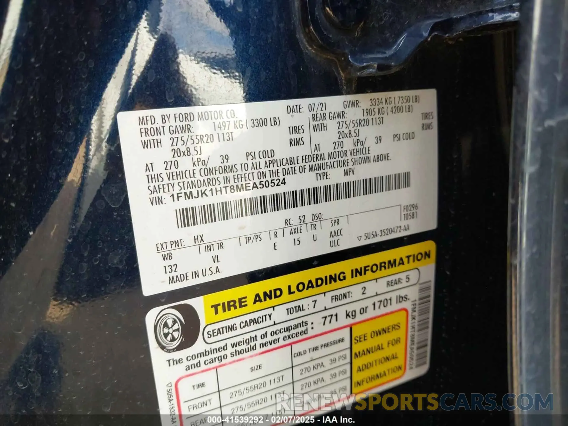 9 Photograph of a damaged car 1FMJK1HT8MEA50524 FORD EXPEDITION 2021