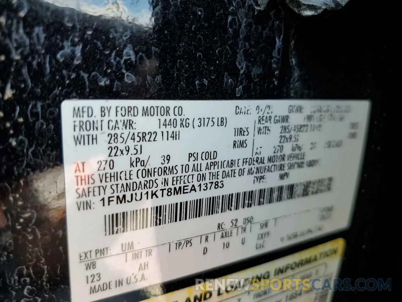 14 Photograph of a damaged car 1FMJU1KT8MEA13783 FORD EXPEDITION 2021