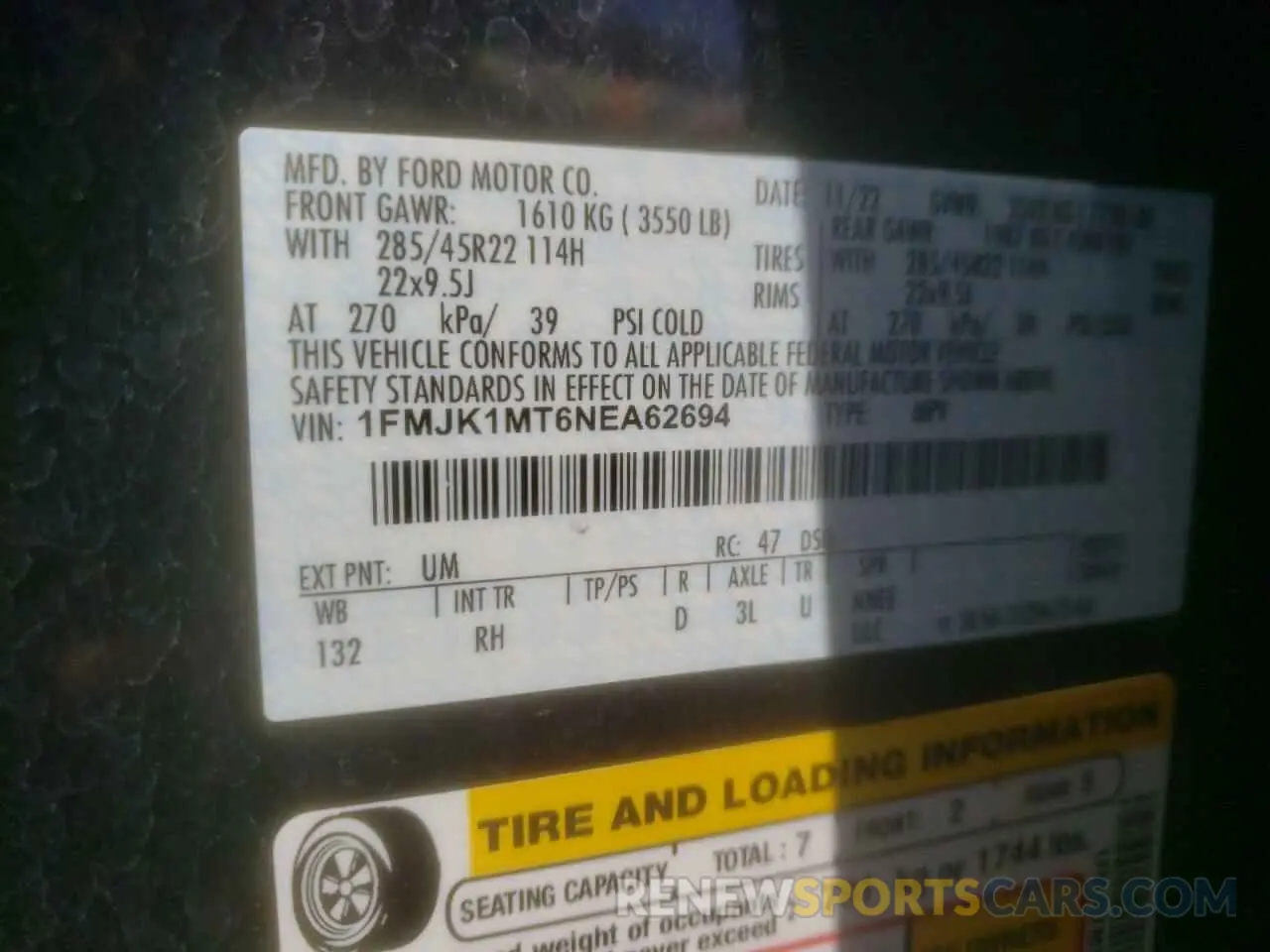 13 Photograph of a damaged car 1FMJK1MT6NEA62694 FORD EXPEDITION 2022