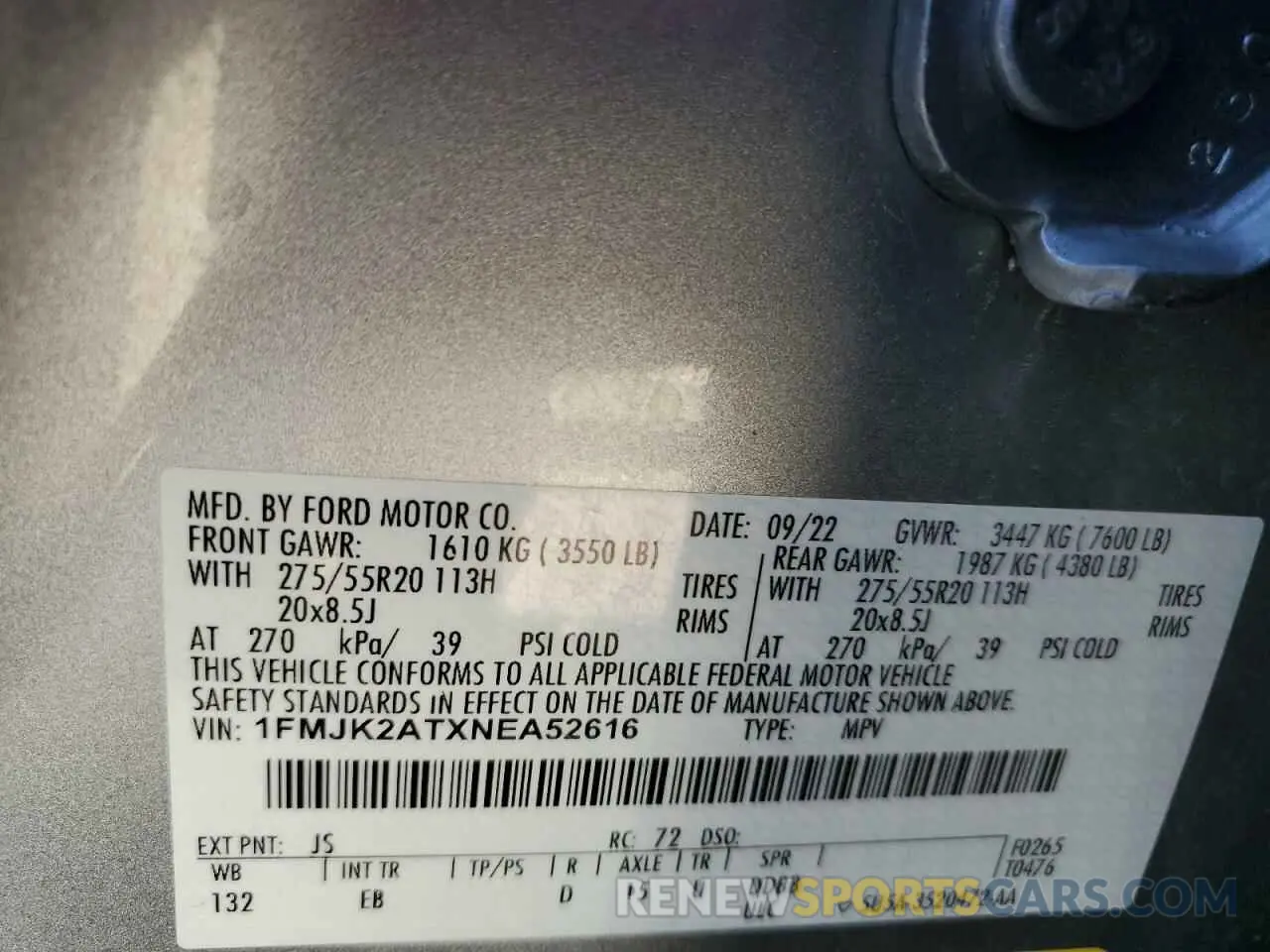 13 Photograph of a damaged car 1FMJK2ATXNEA52616 FORD EXPEDITION 2022