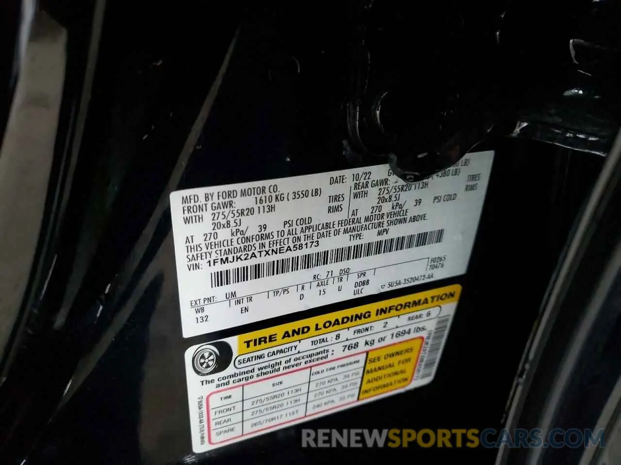 12 Photograph of a damaged car 1FMJK2ATXNEA58173 FORD EXPEDITION 2022