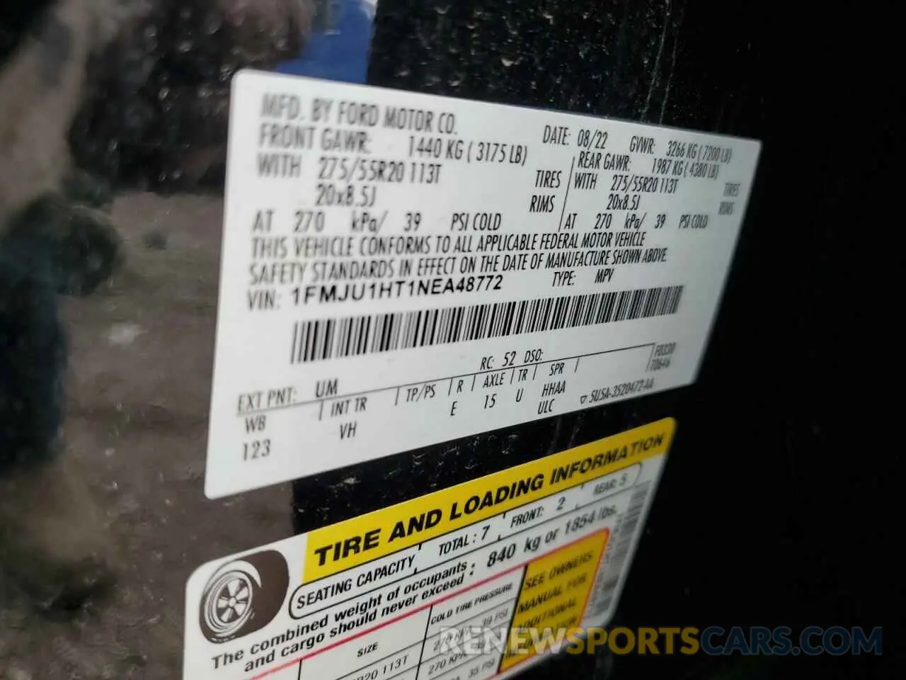 14 Photograph of a damaged car 1FMJU1HT1NEA48772 FORD EXPEDITION 2022