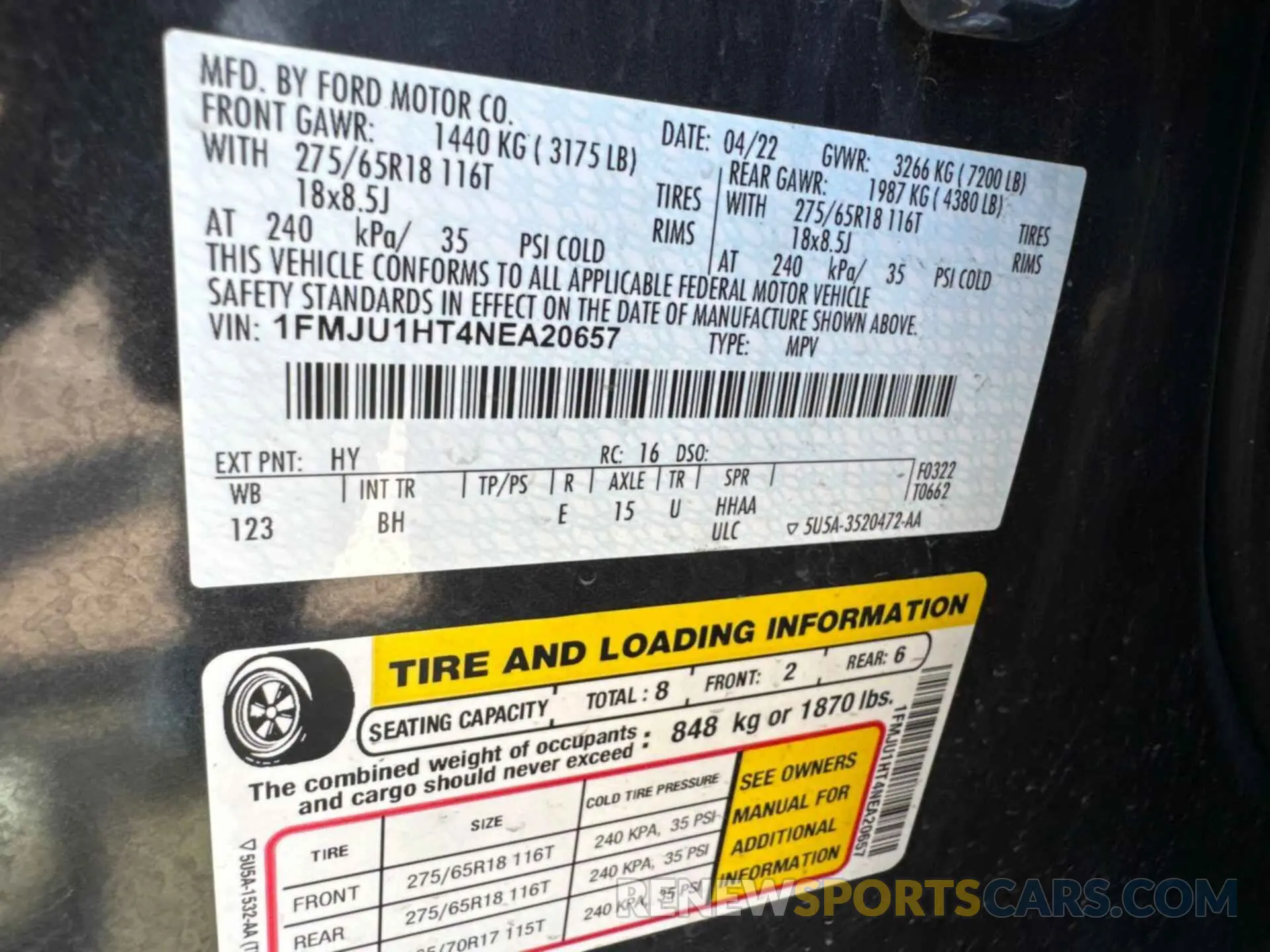 11 Photograph of a damaged car 1FMJU1HT4NEA20657 FORD EXPEDITION 2022