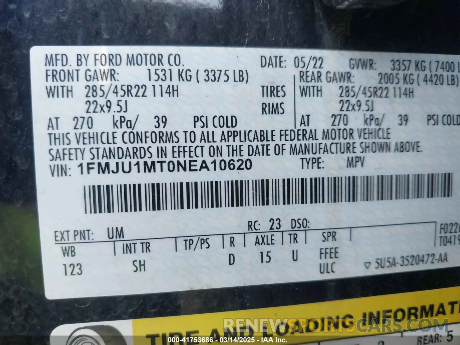 9 Photograph of a damaged car 1FMJU1MT0NEA10620 FORD EXPEDITION 2022