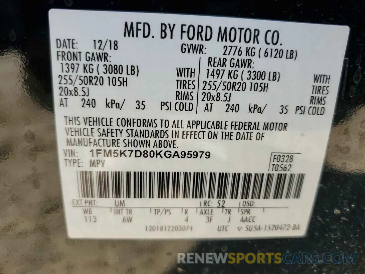 13 Photograph of a damaged car 1FM5K7D80KGA95979 FORD EXPLORER 2019