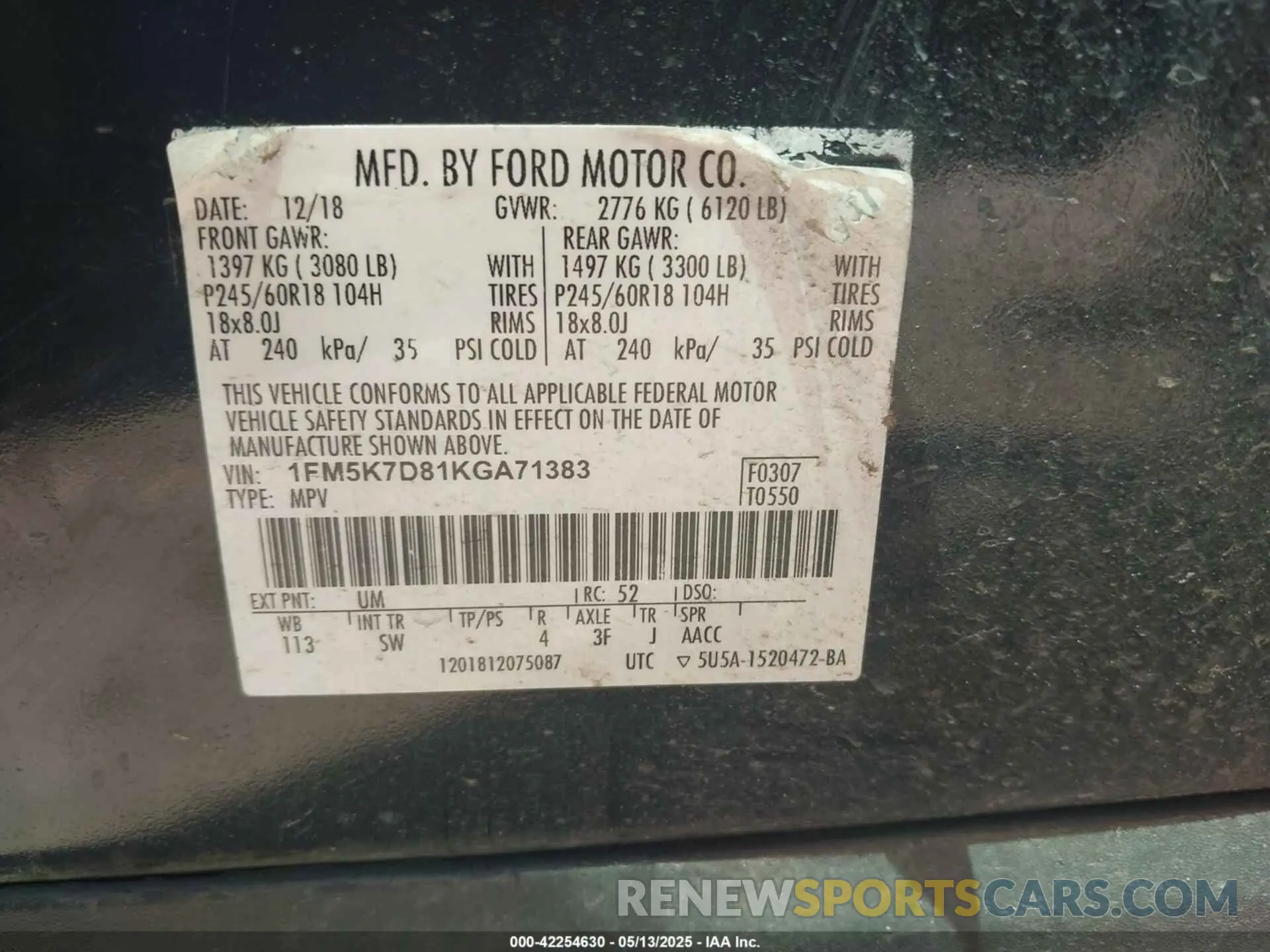 9 Photograph of a damaged car 1FM5K7D81KGA71383 FORD EXPLORER 2019