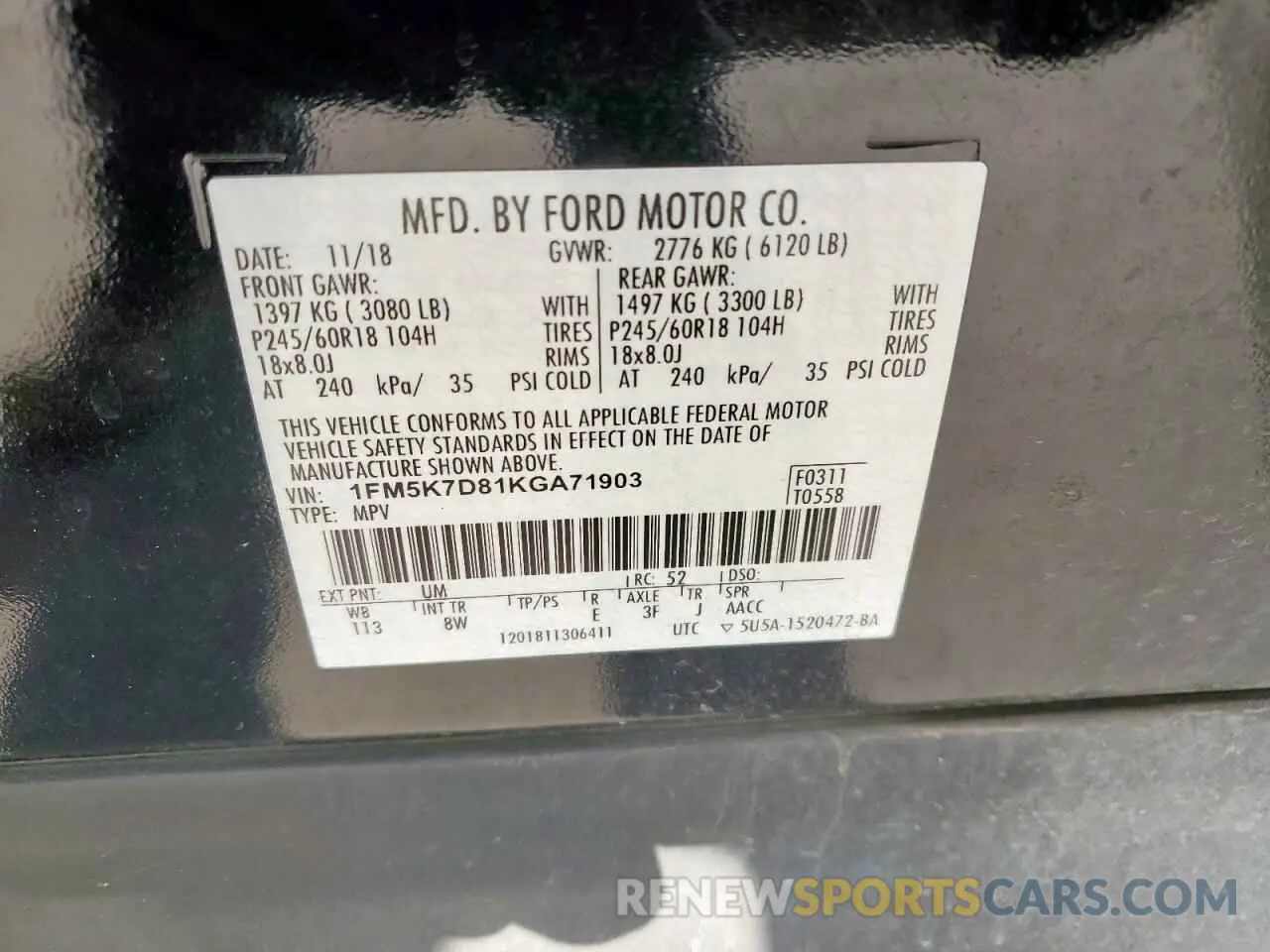 13 Photograph of a damaged car 1FM5K7D81KGA71903 FORD EXPLORER 2019
