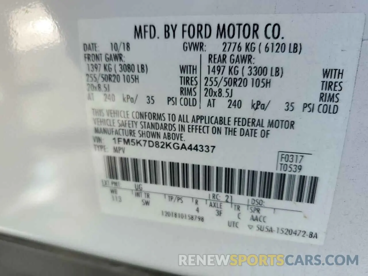 13 Photograph of a damaged car 1FM5K7D82KGA44337 FORD EXPLORER 2019
