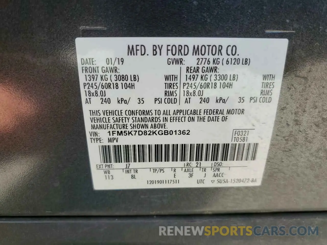 15 Photograph of a damaged car 1FM5K7D82KGB01362 FORD EXPLORER 2019