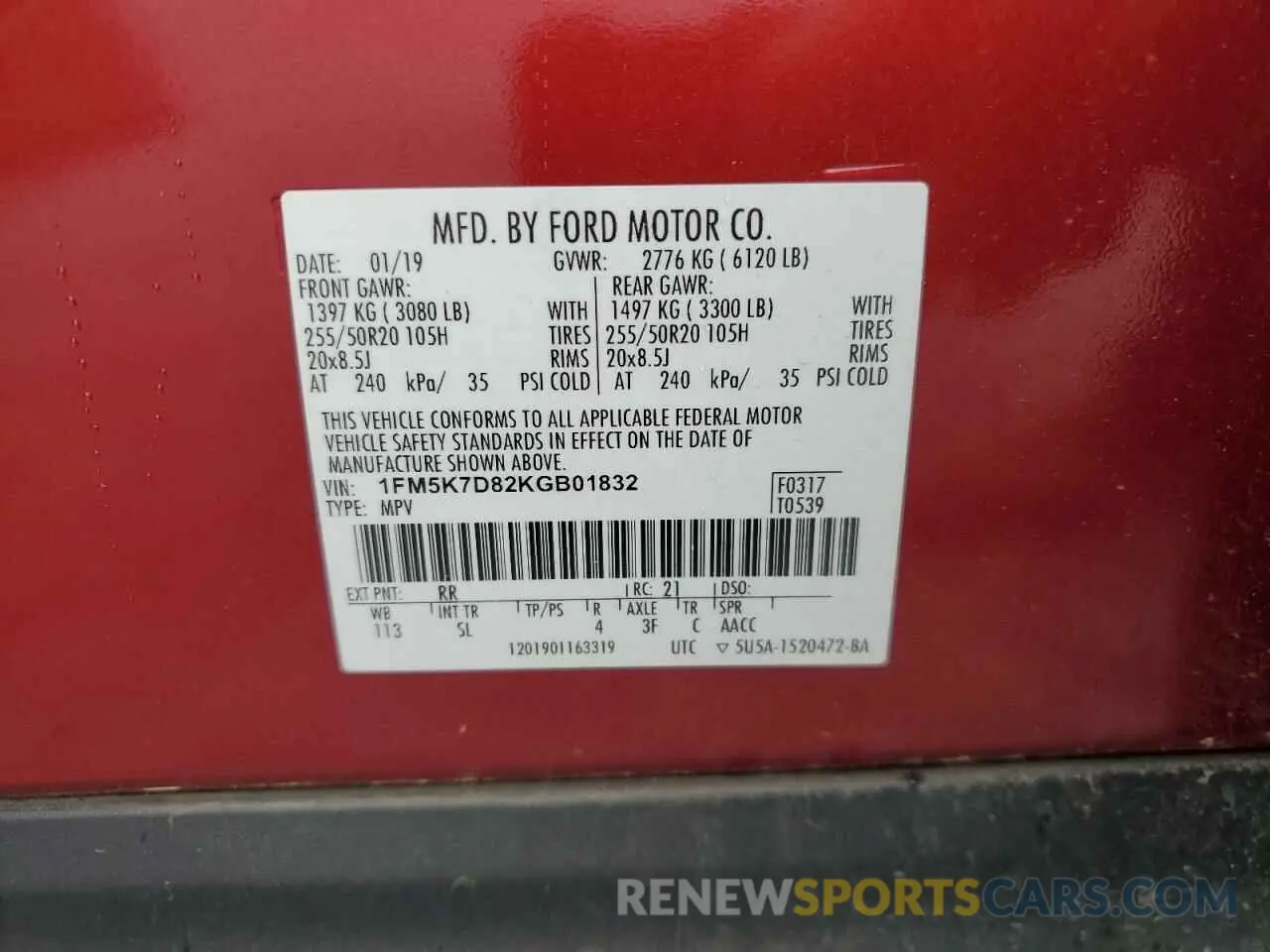 14 Photograph of a damaged car 1FM5K7D82KGB01832 FORD EXPLORER 2019