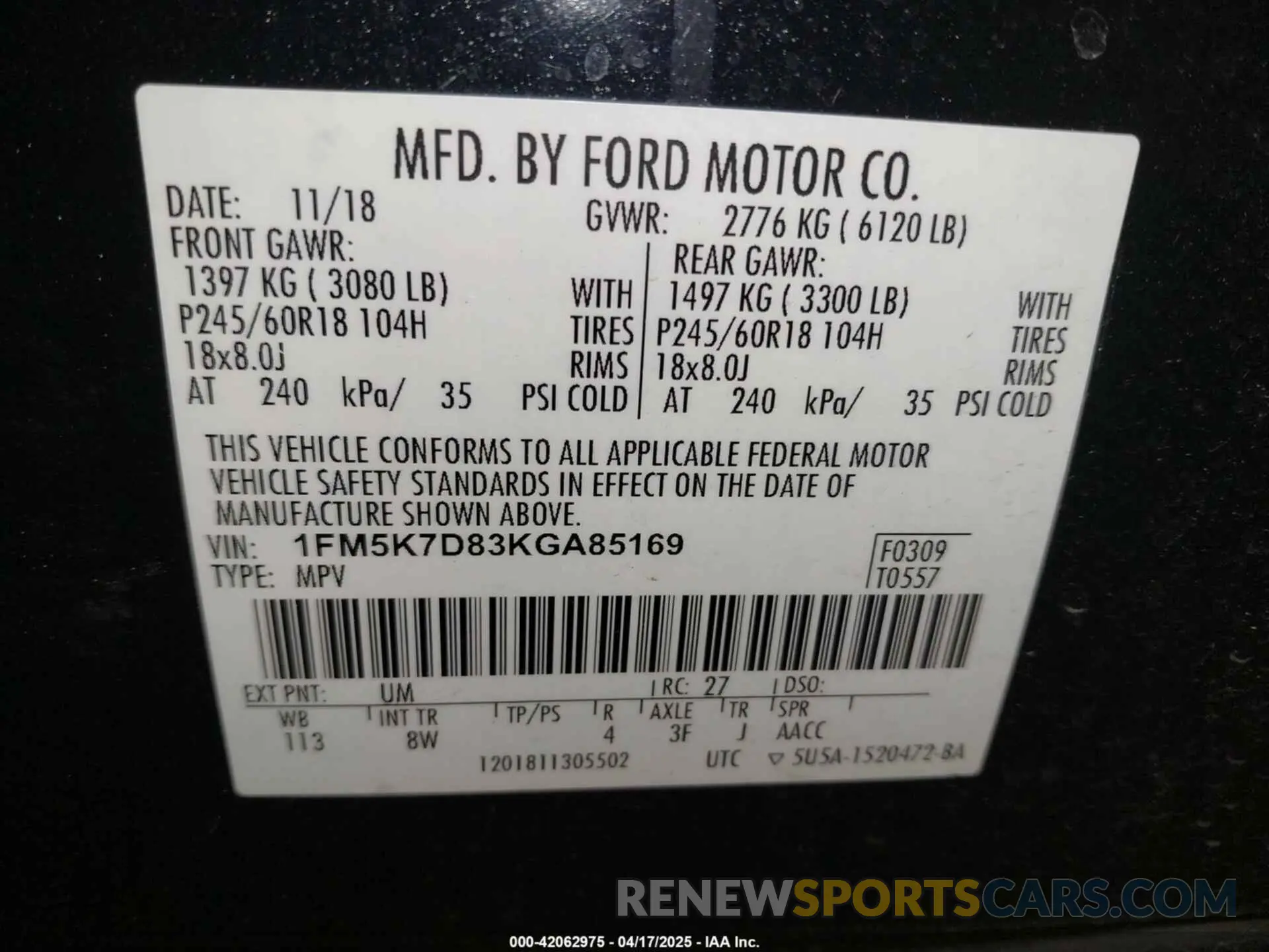 9 Photograph of a damaged car 1FM5K7D83KGA85169 FORD EXPLORER 2019